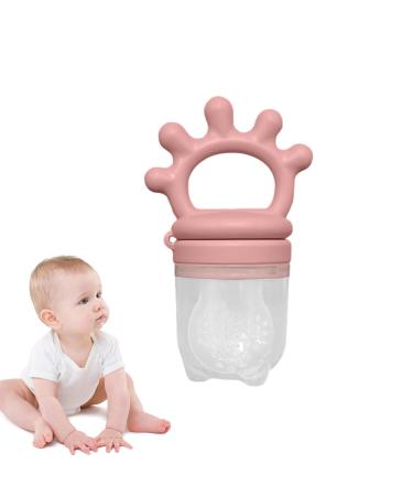 Freshy toothing pacifiers reusable pacifier for aching gums silicone-nipple bite toys-silicone bags for fresh fruits silicone-fruit bite ring for children Honhoha rose red
