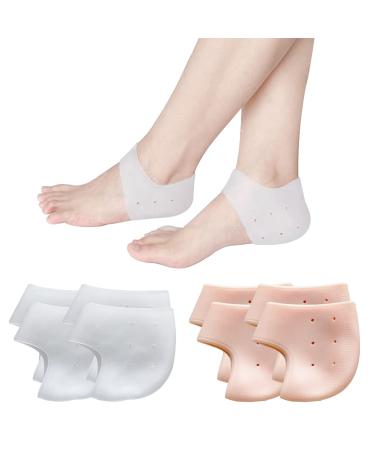 4 Pairs Silicone Gel Socks Heel Silicone Foot Cushion Heel Protectors Heel Sleeves Heel Cups Silicone Gel Heel Sleeve Breathable Silicone Protective Heel