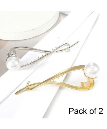Brinie French Twist N Clip Pearl Banana Clip - Pack of 2, Fashion Hair Accessories for Women and Girls - Buy Online on GoSupps.com
