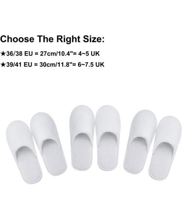 AhFulife 5 Pairs White Terry Hotel Slippers | Disposable Spa House Shoes for Men & Women | Unisex Guest Shoes Set EU 39/41 - Buy Online on GoSupps.com