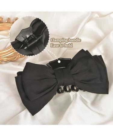 Large Black Satin Bow Hair Claw Clips - Stylish Hair Accessories for Women and Girls - Buy Online on GoSupps.com