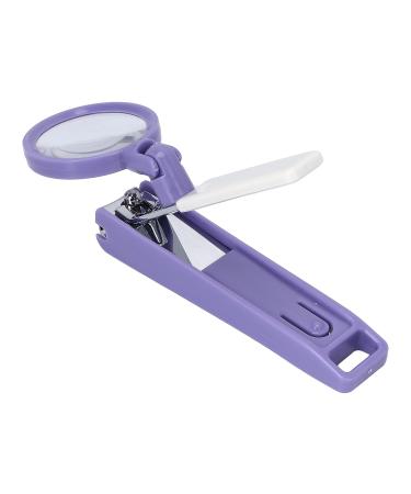 Nail Clippers with Magnifying Glass - Sharp Heavy Duty Steel Blade for Accurate Cutting - Purple+White - Buy Online on GoSupps.com