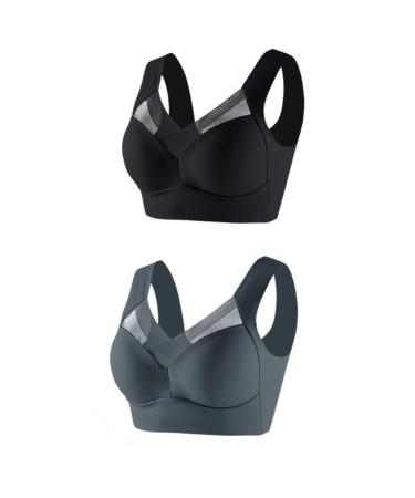 2-part set for women large large bodily top vest underwear push-up black adjustable bra pregnancy thin side buckle side breast women's clothing without wire dark gray xxl
