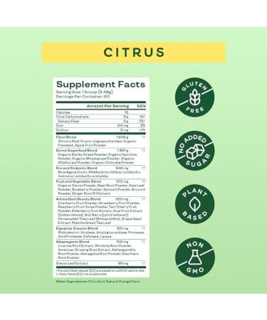 Bloom Nutrition Super Greens Powder Smoothie & Juice Mix - Probiotics for Digestive Health & Bloating Relief Digestive Enzymes with Superfoods Spirulina & Chlorella for Gut Health (Citrus) - Buy Online on GoSupps.com