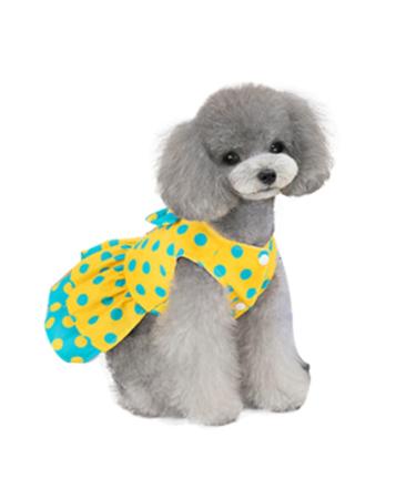 Barrageon dogs Kneid sweet princess rock clothing puppy cat for little pet medium -sized summer clothing Bowknot dog cat (yellow -s) back length: 20 cm wave point - yellow