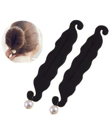 Ericotry 2 x black pearl foam sponge hair knot manufacturer Twist-shaper hair needle clip tool brai horse cock hairstyle styling accessories for women and girls