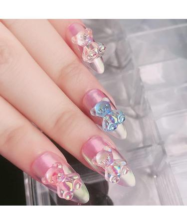 Ownsig 3D Cute Bear Nail Charms - 88pcs Gummy Bear Decorations in 8 Colors with Resin Bow Accents - DIY Nail Accessories - Buy Online on GoSupps.com