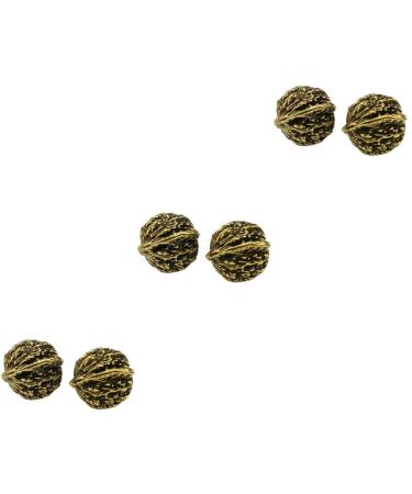 Minkissy 3 pairs copper walnut retro walnut artificial copper hand massage foot ornament walnut model realistic walnut vintage decorations requisite accessories 3.5x3cmx3pcs goldenx3stk