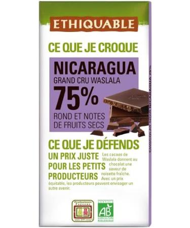 DARK CHOCOLATE BAR 75% NICARAGUA COCOA 100G ETHIQUABLE UNIT - Buy Online on GoSupps.com
