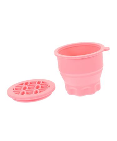 Zerodeko Retractable Silicone Scrub Cup Drying Rack Brush Beauty Tool Cleaning Bowl Makeup Tool Cleaner Multifunction Silica Gel Dryer 9.20X9.20X8.60CM Pink