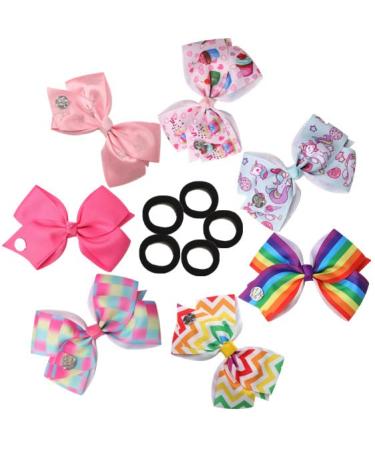 7pc JOJO Siwa Hair Bow Set for Girls | Large Grosgrain Ribbon Barrettes with Heart Emblem - Toddler Accessories - Buy Online on GoSupps.com