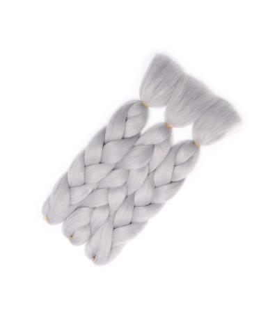 SEGO 3 Packs Braid Extensions 24 Inch Crochet Afro Synthetic Hair Braiding Hair Braiding Silver-Gray