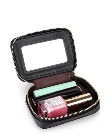 VALICLUD Black Lipstick Case | Genuine Leather Mini Cosmetic Jewelry Box with Mirror | Perfect Gift for Women - Shop Now - Buy Online on GoSupps.com