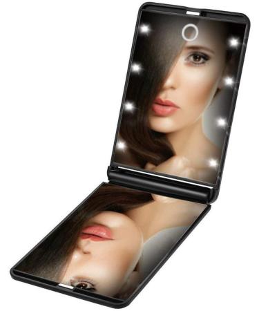 Compact LED Pocket Mirror | Dimmable 8 Light Travel Mirror | 1 /2 Magnification Makeup Essential - Buy Online on GoSupps.com