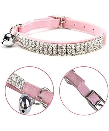 Buy Chukchi Cat Collar - Soft Velvet Adjustable Pink Glittering Stones & Bells - 27.9 cm for Small Dogs & Cats (2 Pieces) - Buy Online on GoSupps.com