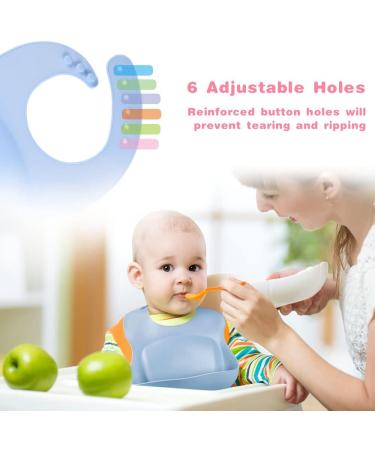 Vicloon Silicone Baby Bib 2PCS | Waterproof Baby Feeding Bibs with Fork Spoon | Adjustable & Easy to Clean | Wide Food Catcher Pocket | Unisex Toddler Bibs - Blue-Dark Green - Buy Online on GoSupps.com