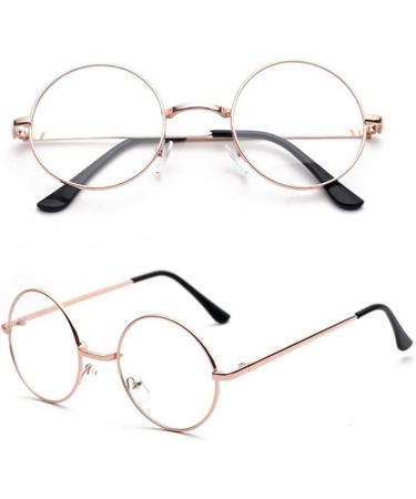 Shop Trixes Round Glasses | Beatles Retro Sixties Style Clear Glasses - Perfect for Cosplay Parties & Vintage Fashion - Classic Vintage Rose Gold - Buy Online on GoSupps.com