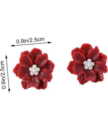 CALLARON 1pair Earrings Symmetrical Ear Rings Resin Ear Rings The Flowers White Miss Medium Red - Buy Online on GoSupps.com
