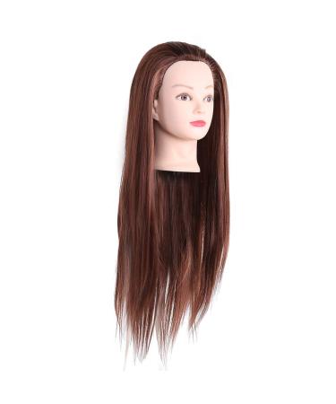 Hair Styling Head Hairdresser Thick Hair Natural Looking Soft Touch Training Head for Hairdressing Use(Dark Brown)