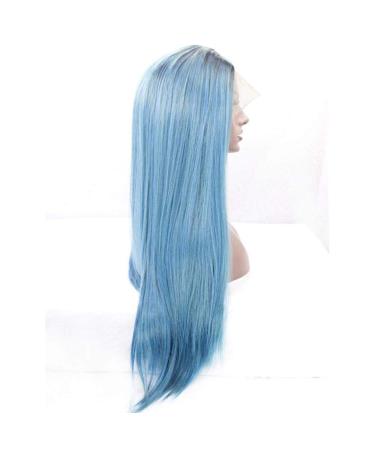 Natural Silky Long Straight Lace Front Wig - 2 Tone Gradient Synthetic Hair for Cosplay & Daily Wear - 18 inch Heat Resistant Hairpiece - Buy Online on GoSupps.com