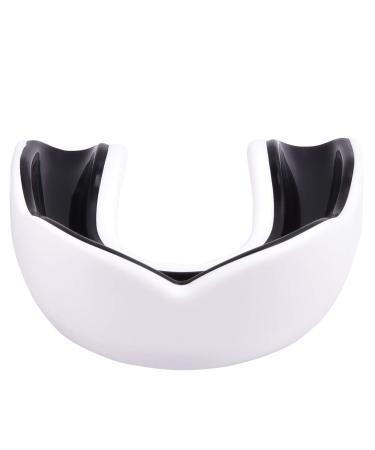 Oral Mart Adult Sports Mouth Guard (USA Flag & Vampire Fangs & 15 Best Colors) - Adult Mouthguard for Football, Boxing, Karate, Martial Arts, Rugby, MMA, Sparring, Hockey (Adult, Strapless) Adult (Age 13 & Up) White/Black