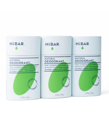 HiBAR - Fresh Rain & Cucumber Plastic Free Deodorant - Natural Deodorant - All-Day Protection - With Sunflower Seed Wax Rice Bran & Shea Butter - Plastic Paraben & Aluminum-Free - Vegan - 3 Pack 3-Pack Fresh Rain & Cucumber
