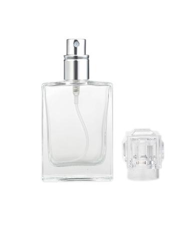 Enslz Square Flint Perfume Atomizer Refillable Glass Empty Spray Applicator Clear Bottle With Cap for Travel 30ml