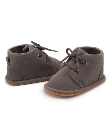 Sonsage Baby Girls Boys Booties Newborn Infant Unisex Velvet Soft Anti-Skid Rubber Sole Shoes Toddler Fleece Cozy Boots Winter Warm Prewalker Crib Shoes 3-6 Months A02 Deep Grey