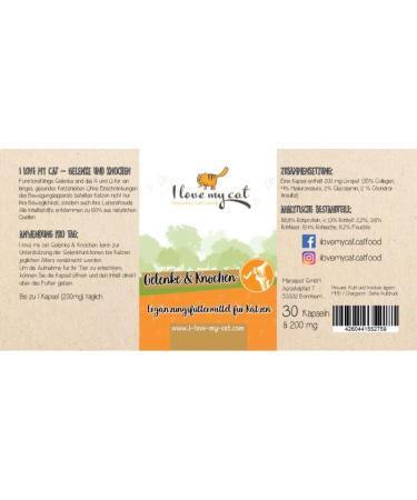 I Love My Cat Joints & Bones Capsules - Optimal Joint Health for Cats | 30 Nutrient-Rich Capsules with Collagen & Hyaluronic Acid - Buy Online on GoSupps.com