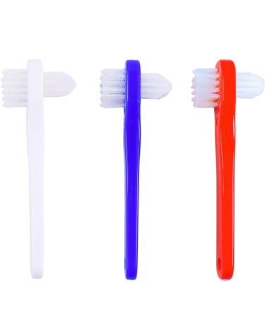 Ocircle Denture Cleaning Brush hygienic Denture Cleaner Set, T-Shaped Denture Special Toothbrush Tool, Small Hard Toothbrush, for Denture Care(Pack of 3)