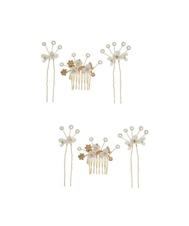 MAGICLULU 2 Sets Bridal Hairpin Bridal Hair Side Comb Vintage Hair Clips Pearl Hair Stick Rhinestone Hair Accessories Hand Decor Hair Chopsticks Tiara Wild Alloy Flower Arrangement Women's