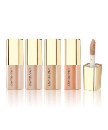 4 Colors Mini Face Concealer Full Coverage Liquid Concealer Waterproof Smooth Matte Creamy Concealer Foundation Base Suit for All Skin Facial Eye Dark Circles Spot Makeup
