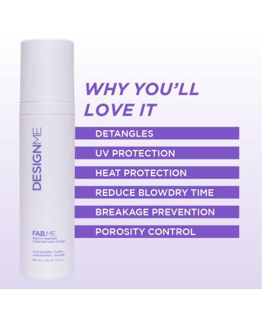 DESIGNME FAB.ME Leave-In Treatment - Lightweight Dry Conditioner Spray for Curly Hair (7.77 Oz) - Buy Online on GoSupps.com