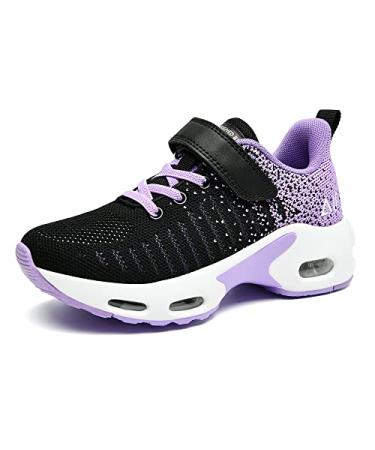 RomenSi Air Athletic Running Shoes for Boys Girls Lightweight Breathable Tennis Sports Kids Sneakers 4 Big Kid Blackpurple 22