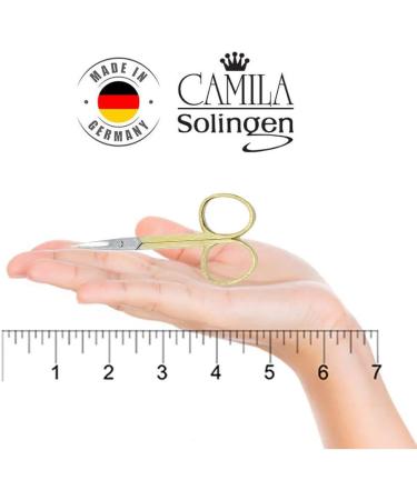 Camila Solingen CS05 Professional Nail Cuticle Scissors - Hypoallergenic Gold Plated Stainless Steel, Sharp Curved Blades for Manicure Pedicure Grooming - Made in Germany - Buy Online on GoSupps.com