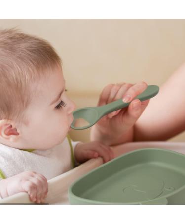 Suction Baby Plate and Bowl Set with Fork and Spoon | Silicone Baby Led Weaning Supplies for Toddler Self Feeding | BPA Free | Dishwasher and Microwave Safe | Olive - Buy Online on GoSupps.com