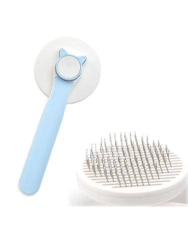 Marchul Cat Grooming Brush, Self Cleaning Slicker Brushes for Cats, Shedding Brush for Long Haired & Short Haired Cat, Kitten Fur Brush for Removes Loose Undercoat (Blue) B-Blue