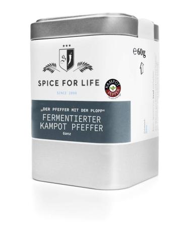 Spice for Life fermented campot pepper of the extra class - black completely slightly damp - with the Plopp - Deluxe gourmet peppercorns fermented with little piperine (sharpness) and fresh aroma