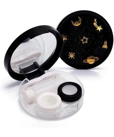 Exceart Tweezers & Contact Lens Care Kit - 2-Piece Travel Box with Lens Holder Tweezers & Solution Bottle for Students & Girls - Black - Buy Online on GoSupps.com