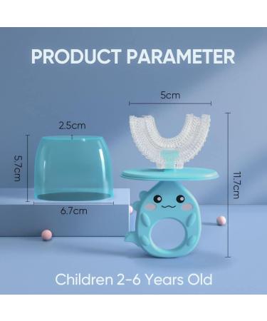 Karseen Kids U-Shaped Toddler Toothbrush with Cover - Food Grade Silicone Brush Head - Manual Training Toothbrush for 2-6 Years - Blue and Green - Buy Online on GoSupps.com