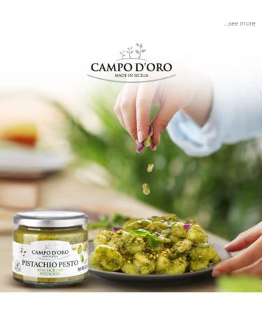 Pistachio Pesto - Sicilian Savory Creamy Spread - 6.35oz Glass Jar from Sicily by Campo D'Oro - Buy Online on GoSupps.com