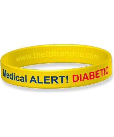 Type 2 Diabetic Silicone Wristband - Yellow (18cm) | Diabetes Awareness Bracelet - Buy Online on GoSupps.com