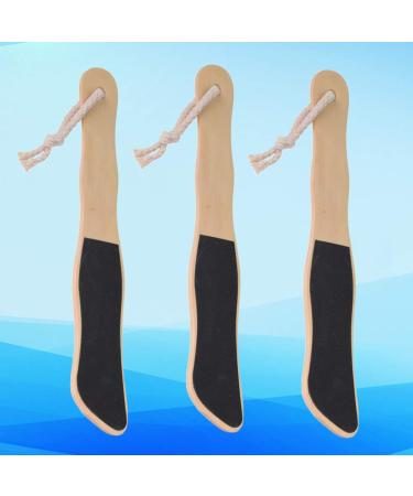 3Pcs Double Sided Foot Scraper - Exfoliating Wooden Handle Callus Remover & Foot Massage Tool (Black Foot Shape) - Premium Pedicure Solution for Smooth Feet - Buy Online on GoSupps.com