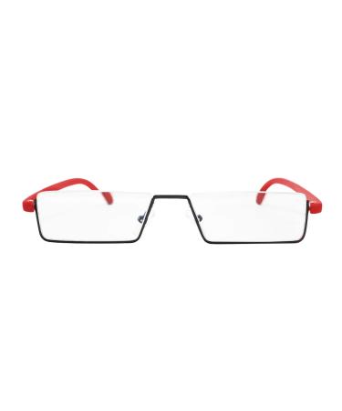 Half Frame Blue Light Blocking Reading Glasses Women Men Lightweight TR90 Rim Readers with Case Red 1.0 x