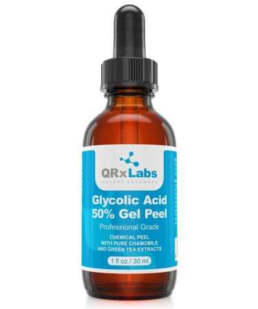 Glycolic Acid 50% Gel Peel with Chamomile and Green Tea Extracts - Professional Grade Chemical Face Peel for Acne Scars, Collagen Boost, Wrinkles, Fine Lines - Alpha Hydroxy Acid - 1 Bottle of 1 fl oz