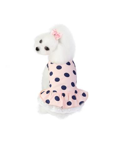 Barrageon dogs Kneid Sweet Princess Rock Clot Cat for Small Pets Medium -sized summer clothing Bowknot Dog cat (black -2xl) Back length: 40 cm wave dot - black