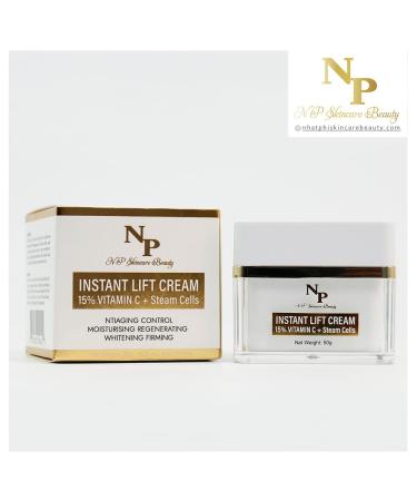 NP Skincare Instant Lift Cream - Vitamin C Argireline & Plant Stem Cells for Youthful Skin | Reduces Wrinkles Puffiness & Dark Circles - 50g - Buy Online on GoSupps.com