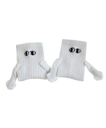 ZEROYOYO Magnetic Suction Couple Socks Cartoon Lovely Hand In Hand Breathable Comfortable Holding For Women Socks One Size White