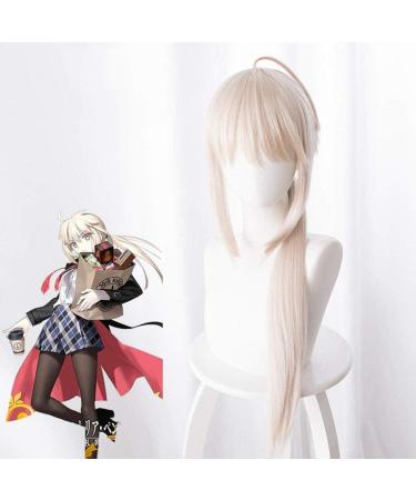 Anime Cosplay Hairpieces - Light Pink 16 Long Straight Ponytail Wigs | High-Temperature Resistant Fiber - Buy Online on GoSupps.com