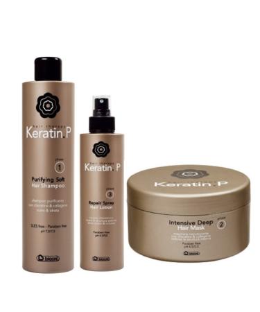 5665 Complete Keratin P Biacre' Restructuring Hair Treatment Kit: Shampoo + Mask + Spray Lotion